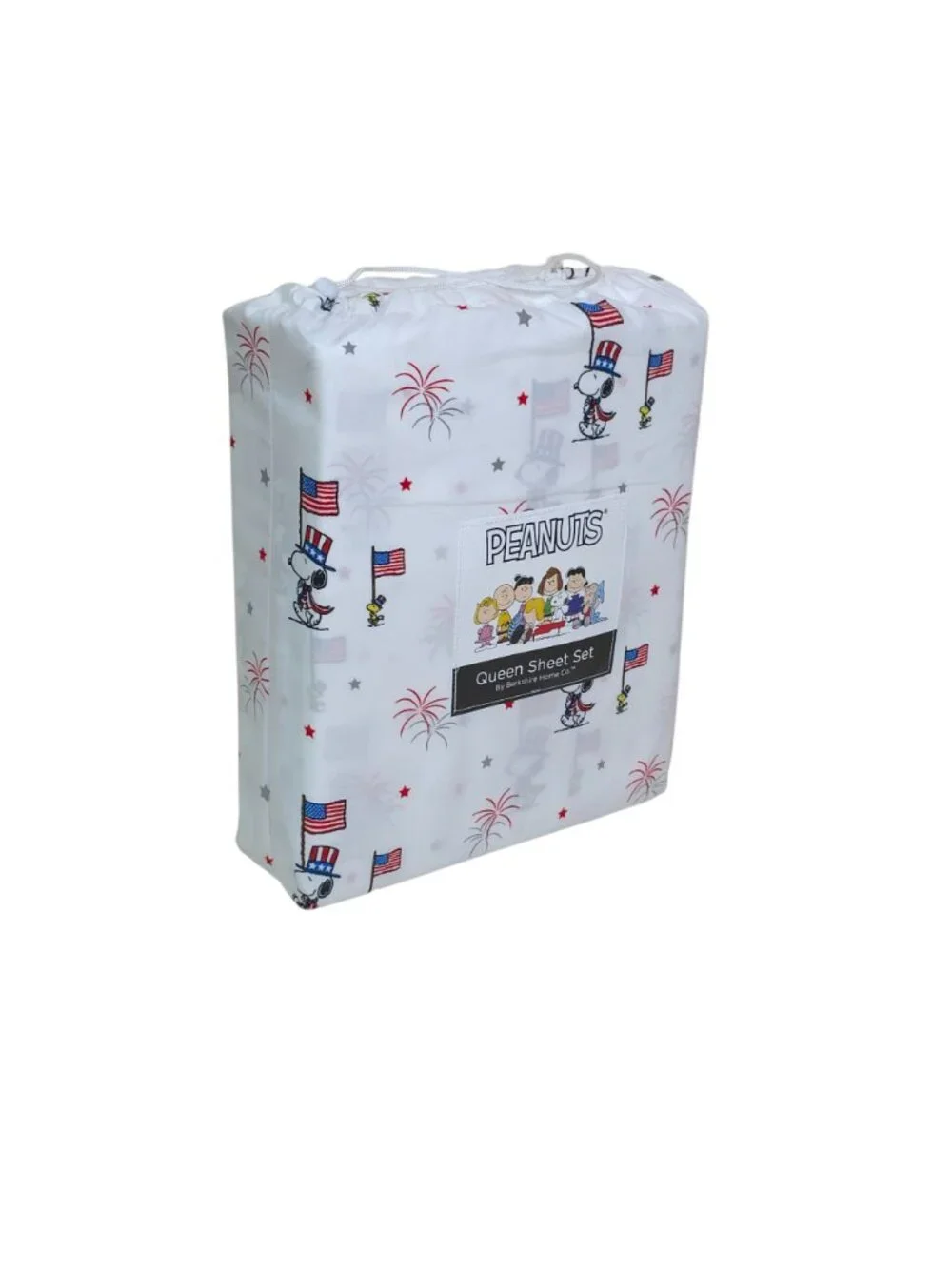 Peanuts 4th of July Queen Sheet Set By Berkshire Snoopy & Woodstock USA Flags